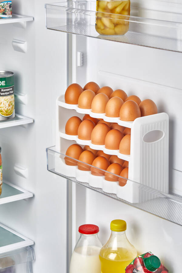 30 Compartment Egg Box 3 Tier Egg Holder Refrigerator Organizer Storage Container - 1