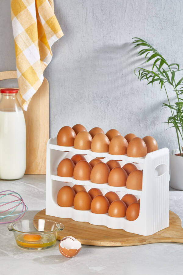 30 Compartment Egg Box 3 Tier Egg Holder Refrigerator Organizer Storage Container - 2