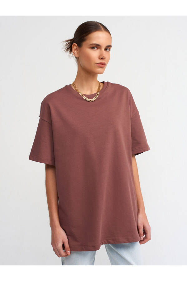 30310 Cotton Oversize T-Shirt - Coffee - 5