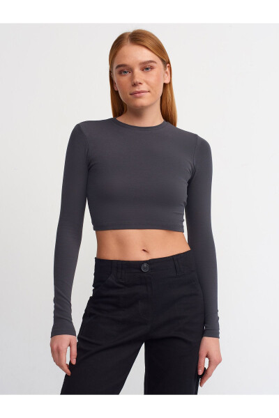 30349 Long Sleeve T-Shirt with Polo Neck - Anthracite - 17