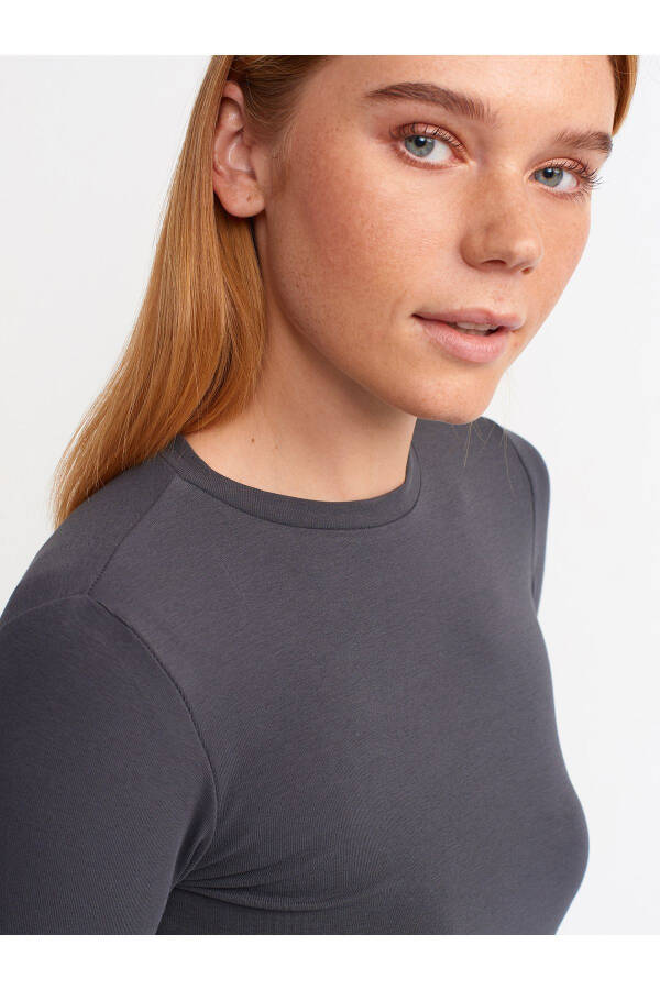 30349 Long Sleeve T-Shirt with Polo Neck - Anthracite - 15