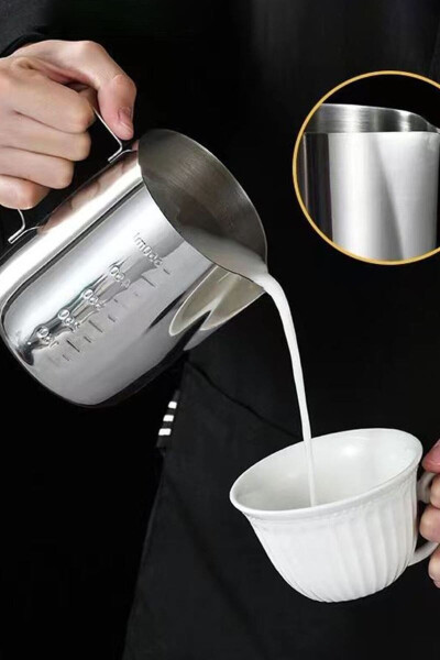 304 Stainless Steel 600 ml Coffee Milk Frothing Pitcher - 4