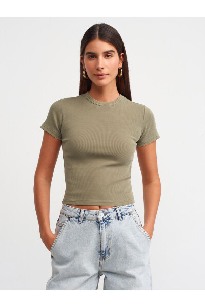 30457 Washed Effect T-shirt-Khaki - 13