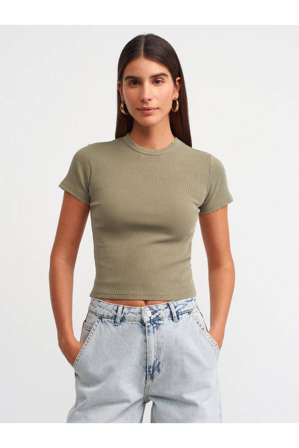 30457 Washed Effect T-shirt-Khaki - 13