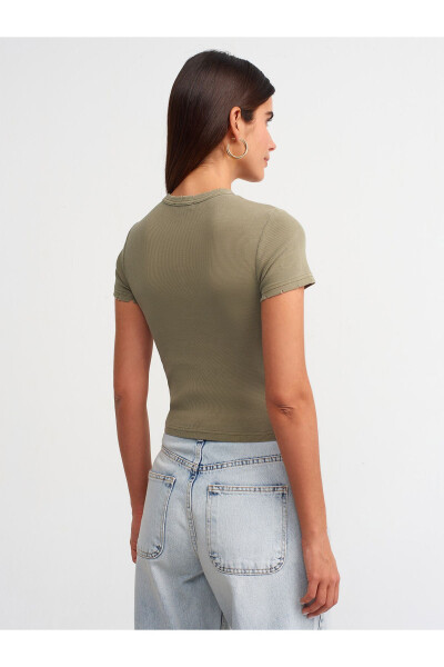 30457 Washed Effect T-shirt-Khaki - 14