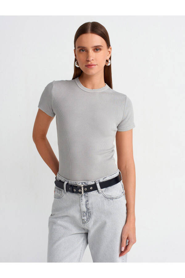 30457 Washed Effect T-shirt - Light Grey - 13