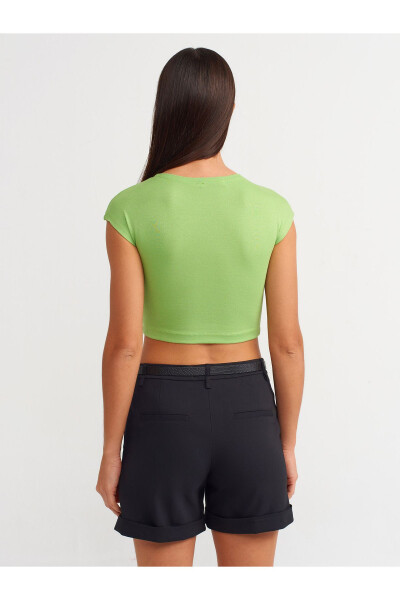 30528 Cotton and Modal Blend Crop Top - Light Green - 10