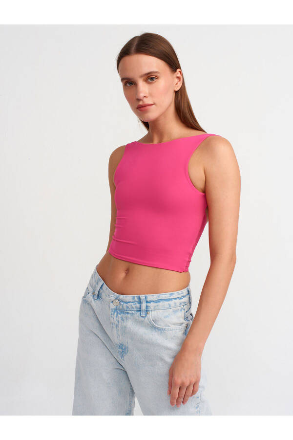 30673 Open Back Crop Top - Fuchsia - 20