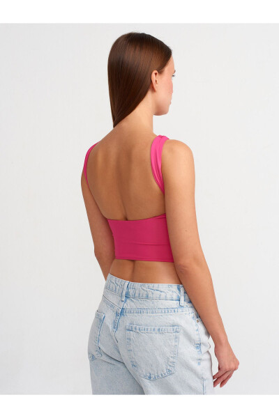 30673 Sırtı Açık Crop Top - Fuşya - 18