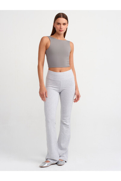 30673 Sırtı Açık Crop Top - Gri - 19