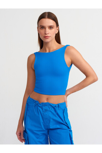 30673 Sırtı Açık Crop Top - Saks - 17