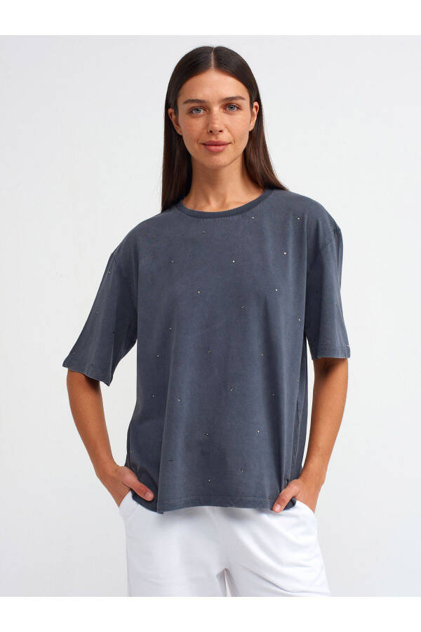 30785 Stone Printed T-shirt - Anthracite - 1