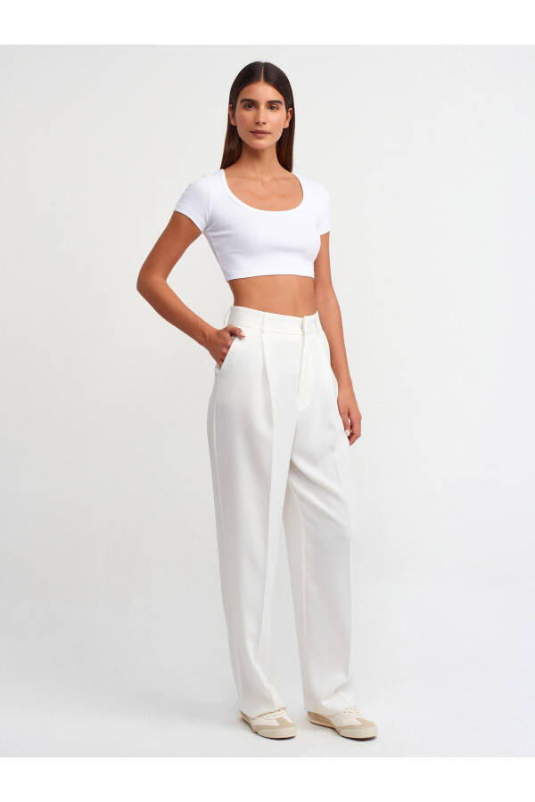 30876 Short Sleeve Crop Top - White - 15