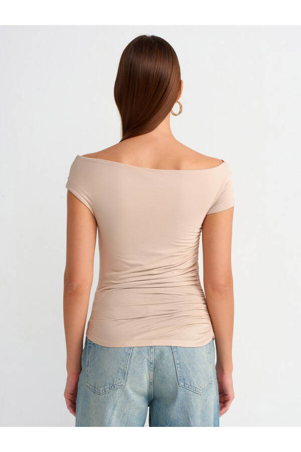 30880 Asimetrik Yaka Top-bej - 14