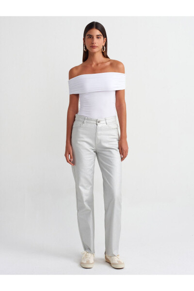 30902 Off-Shoulder Ruched Top - White - 3