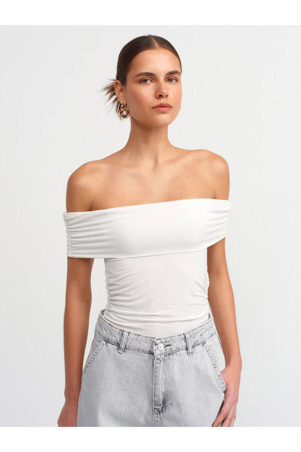 30902 Off-Shoulder Ruffle Top - Ecru - 1