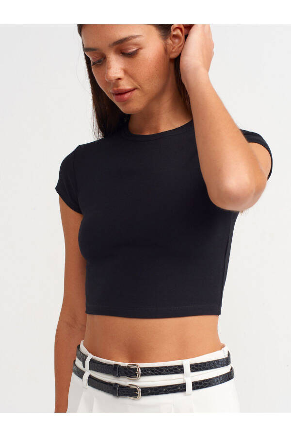 30936 Bodycon Crop Top - Black - 17