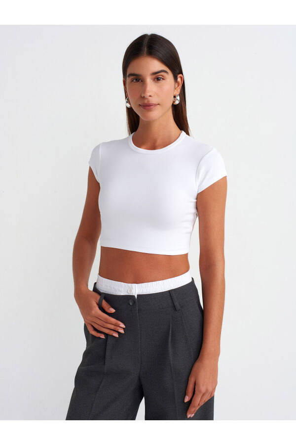 30936 Bodycon Crop Top - White - 17