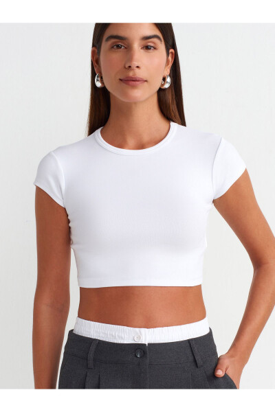 30936 Bodycon Crop Top - White - 20