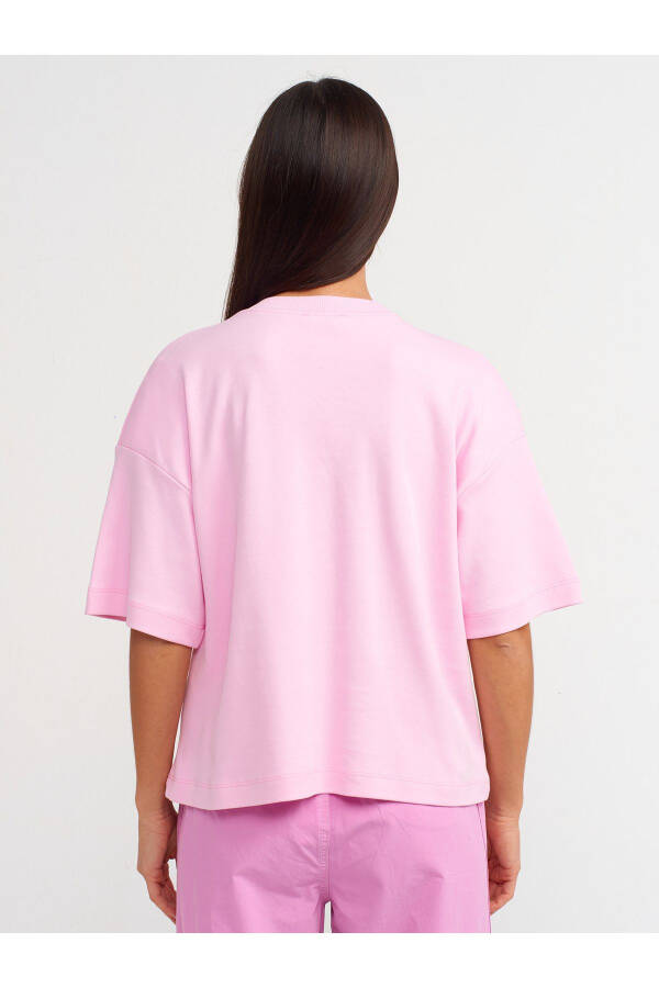 31067 Pamuklu Vatkalı T-shirt-pembe - 14