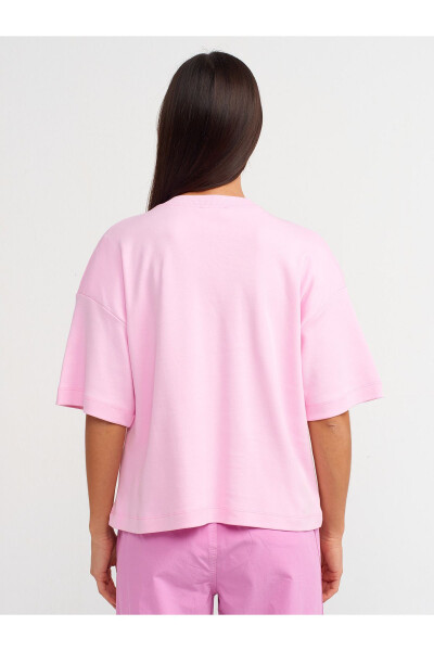 31067 Pamuklu Vatkalı T-shirt-pembe - 6