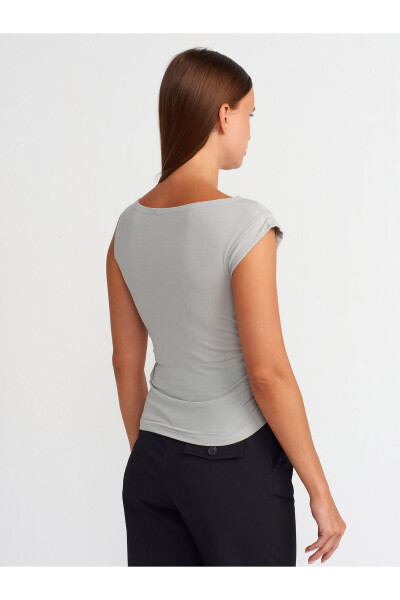 31089 Asymmetrical Screw Detail Top - Light Gray - 18