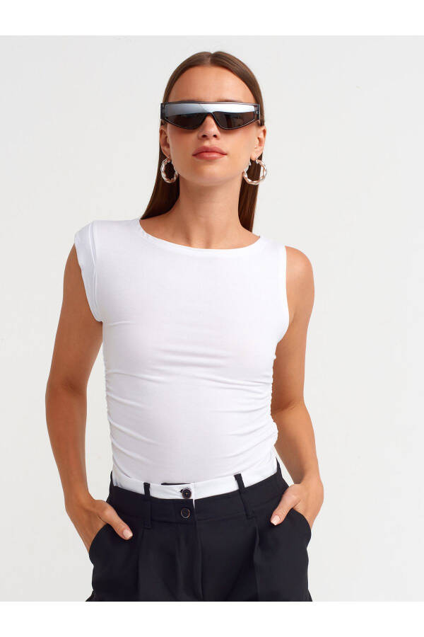 31089 Asymmetrical Screw Detail Top-White - 5