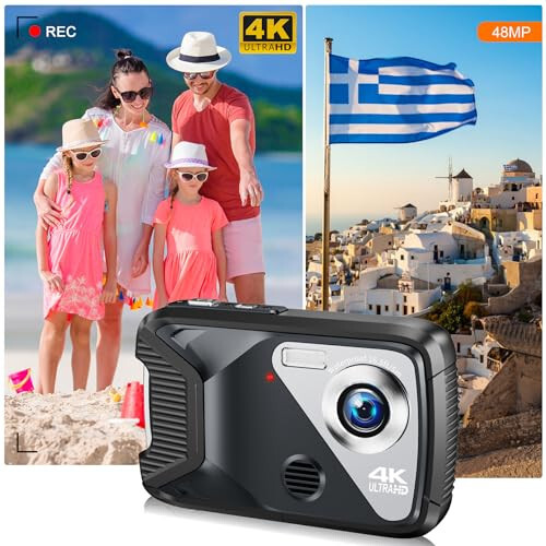 32 GB Kartlı Su Geçirmez 4K Dijital Kamera, Çocuklar İçin Sualtı Dijital Kamera, Point and Shoot Kamera, Taşınabilir Kamera, Gençler, Öğrenciler, Erkek ve Kız Çocukları İçin - 2