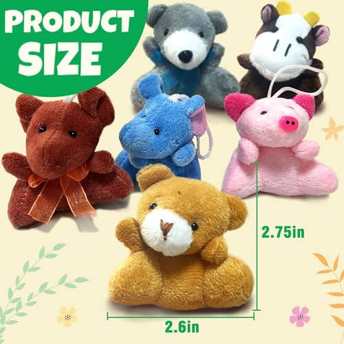 32Pcs Mini Plush Animals Toy Set Assortment Bulk Stuffed Keychain Party Favors for Kids Small Animals Decorations Toys Easter Carnival Prizes Christmas Birthday Goodie Bag Fillers - 8