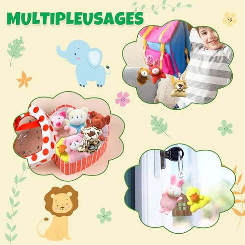 32Pcs Mini Plush Animals Toy Set Assortment Bulk Stuffed Keychain Party Favors for Kids Small Animals Decorations Toys Easter Carnival Prizes Christmas Birthday Goodie Bag Fillers - 10