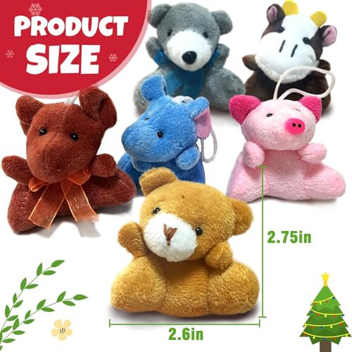 32Pcs Mini Plush Animals Toy Set Assortment Bulk Stuffed Keychain Party Favors for Kids Small Animals Decorations Toys Easter Carnival Prizes Christmas Birthday Goodie Bag Fillers - 4