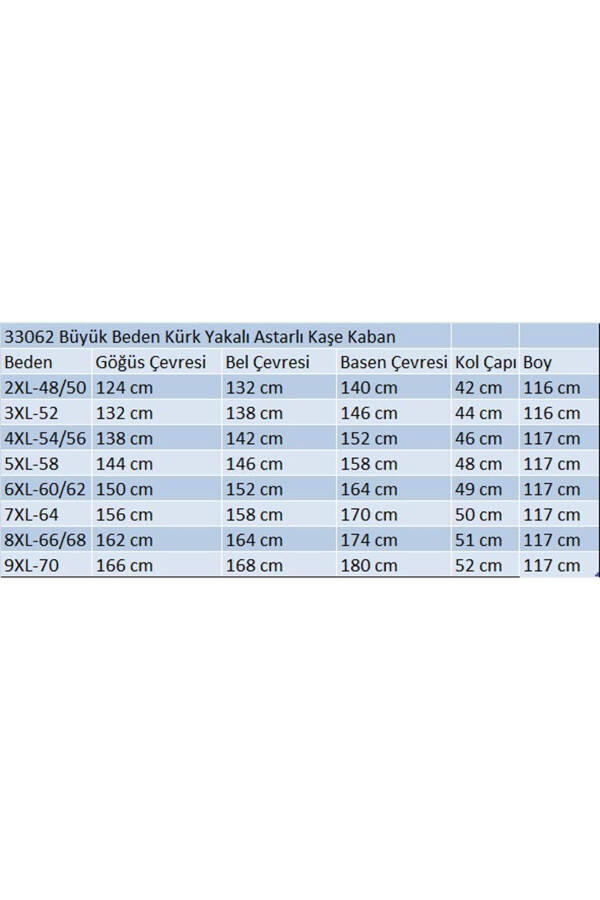 33062 Büyük Beden Kürk Yakalı Astarlı Kaşe Kaban-Siyah - 2