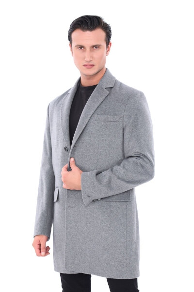 3307 Gray Jacket Collar Coat - 2