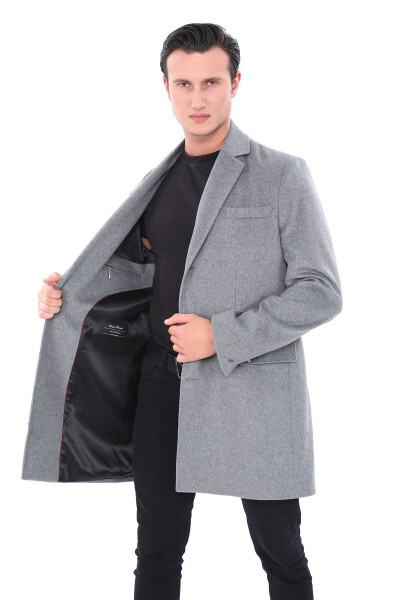 3307 Gray Jacket Collar Coat - 4