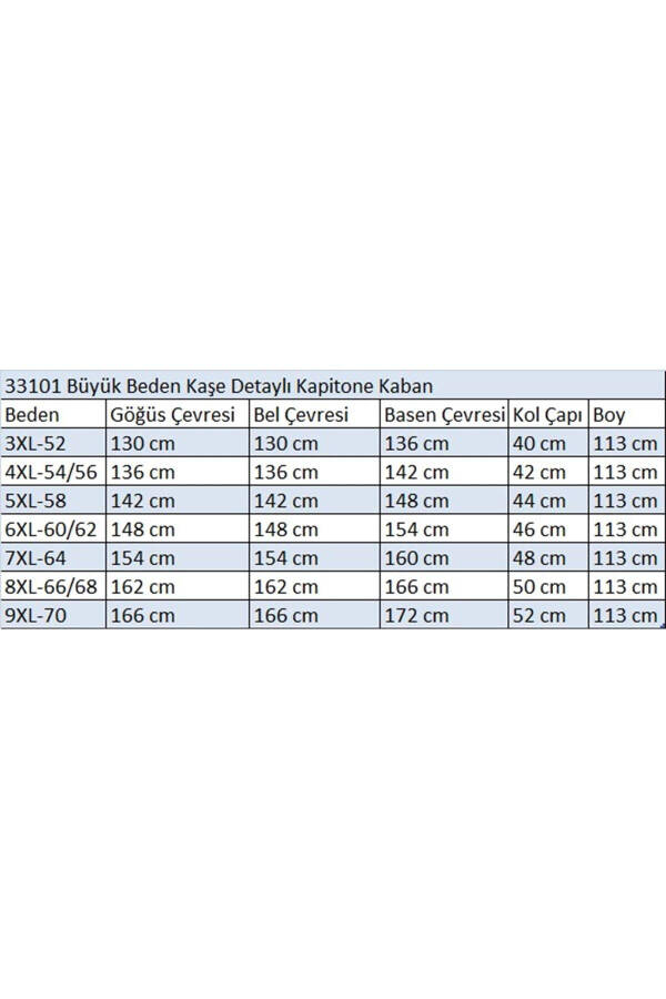 33101 Büyük Beden Kaşe Detaylı Kapitone Kaban-Taba - 2