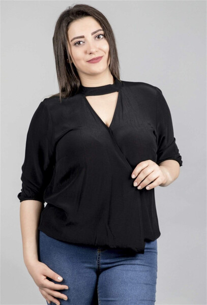 3/4 Sleeve Front Wrap Blouse - 4