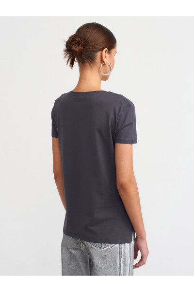 3470 V Neck Basic T-Shirt - Anthracite - 15