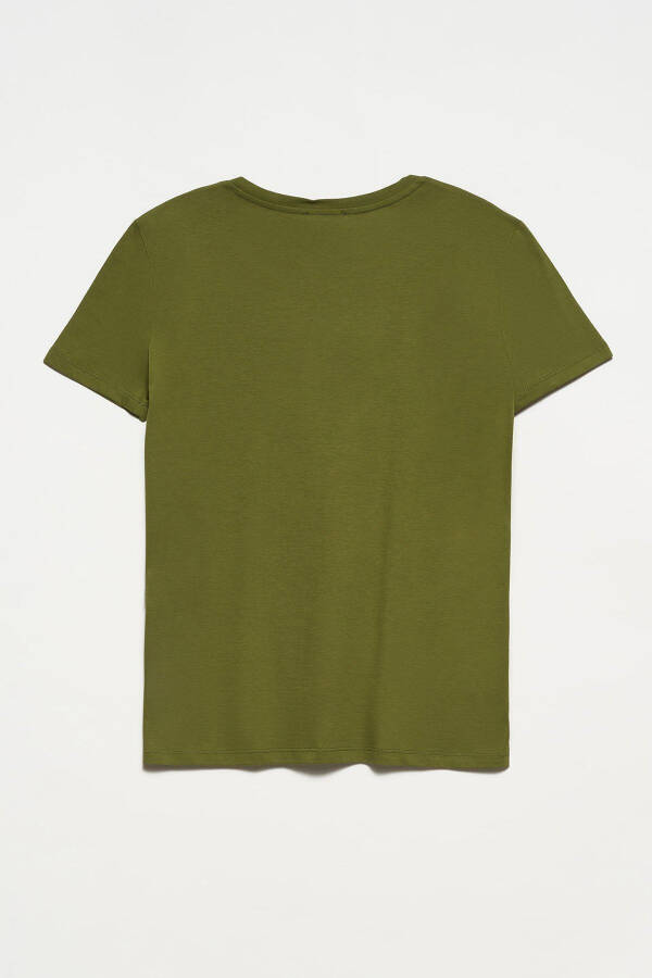 3470 V Neck Basic T-shirt - Khaki - 5