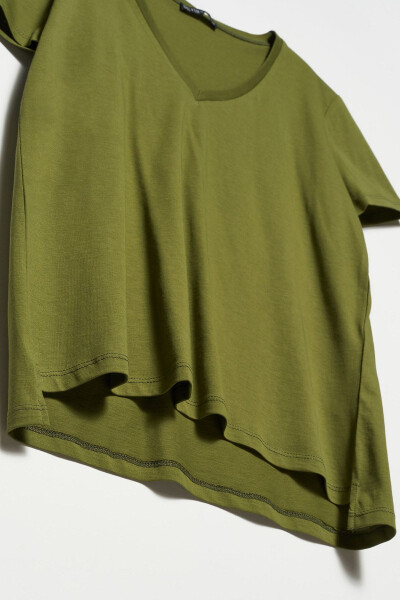 3470 V Neck Basic T-shirt - Khaki - 6