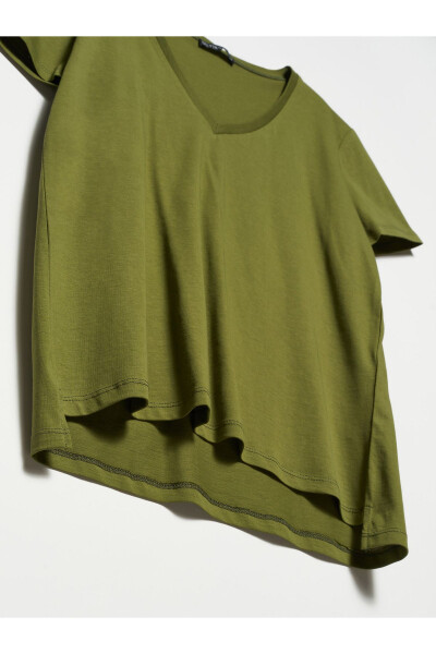 3470 V Neck Basic T-shirt - Khaki - 1