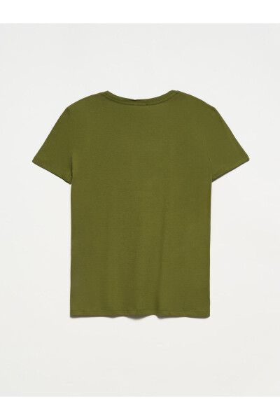 3470 V Neck Basic T-shirt - Khaki - 3