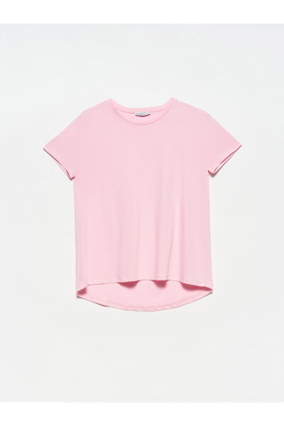 3471 Bisiklet Yaka Basic T-shirt - Açık Pembe - 7