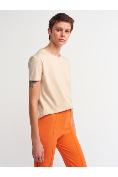 3471 Crew Neck Basic T-shirt - Beige - 10