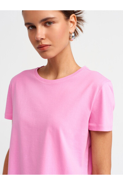 3471 Crew Neck Basic T-shirt - Pink - 16