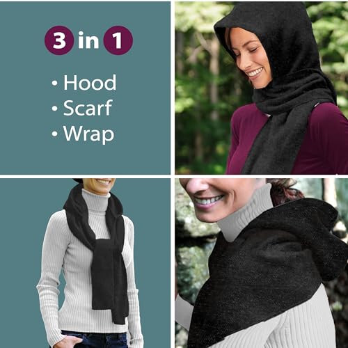 35° BELOW Marled Hooded Scarf with Fleece Lining, Winter Scarf for Women - 13