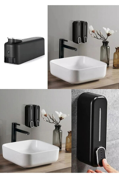 350 ml Capacity Manual Liquid Soap Dispenser Push Model Wall Mounted Stylish Design 1 PIECE BLACK COLOR - 9