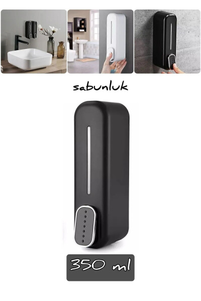 350 ml Capacity Manual Liquid Soap Dispenser Push Model Wall Mounted Stylish Design 1 PIECE BLACK COLOR - 10