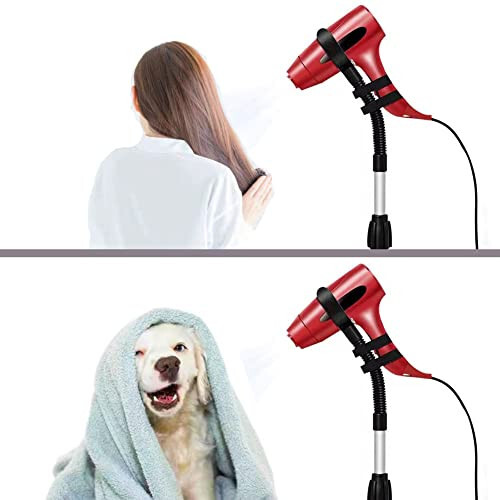 360 Degree Rotating Lazy Hair Dryer Stand with Heavy Base, Adjustable Height Hands-Free Blow Dryer Holder for Countertop - 6