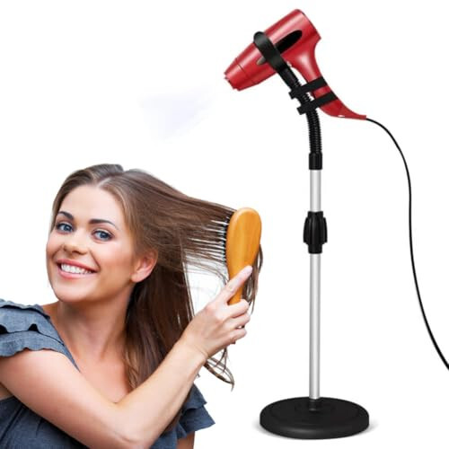 360 Degree Rotating Lazy Hair Dryer Stand with Heavy Base, Adjustable Height Hands-Free Blow Dryer Holder for Countertop - 7