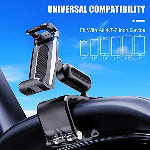 360 Degree Rotation Dashboard Cell Phone Holder for Car Clip Mount Stand Suitable for 4 to 7 inch Smartphones (Black) - 5